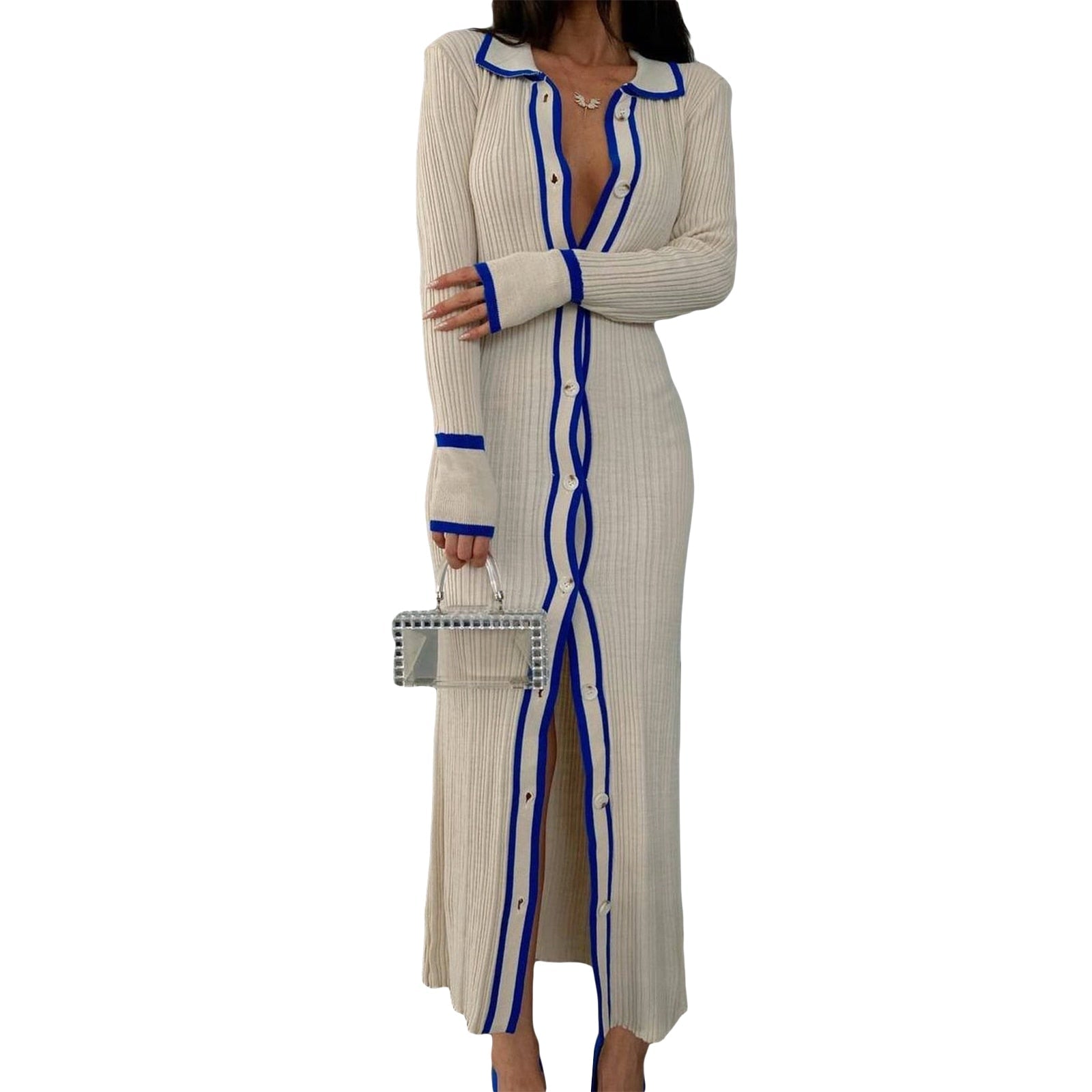 Stripe Lapel Dress - Kelly Obi New York