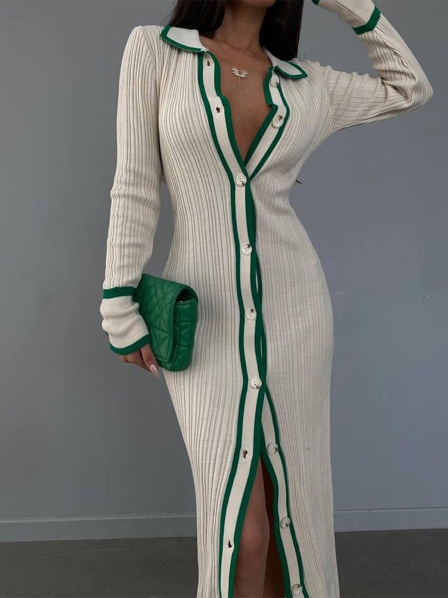 Stripe Lapel Dress - Kelly Obi New York