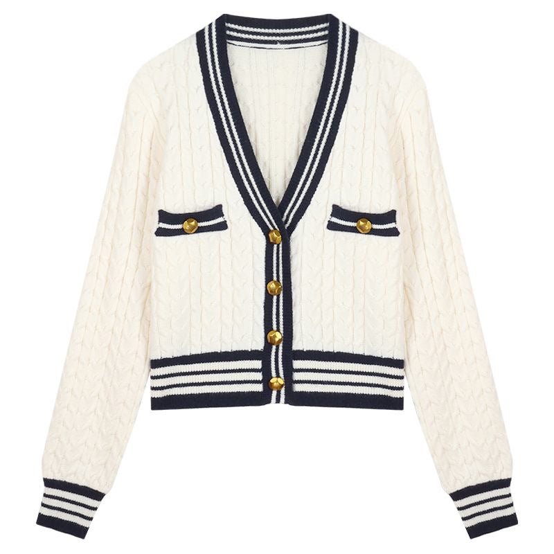 Striped Edges Short Knit Sweater - Kelly Obi New York