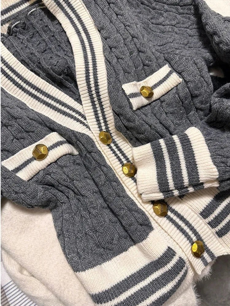 Striped Edges Short Knit Sweater - Kelly Obi New York