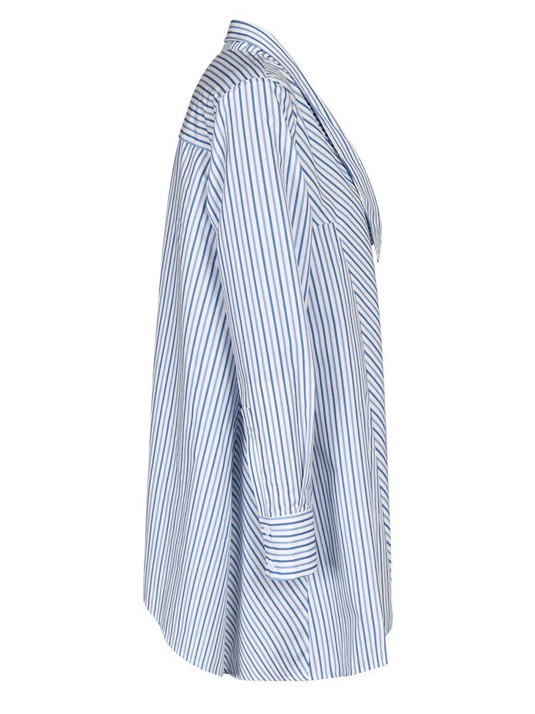 Striped Irregular Lapel Loose Shirt - Kelly Obi New York