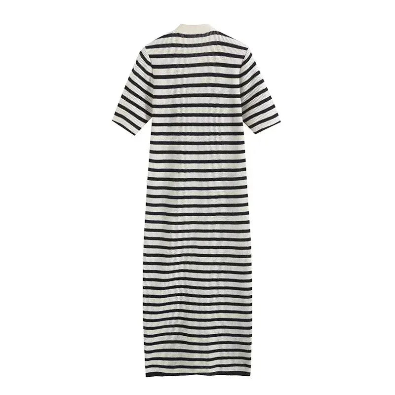 Striped Knit Slim Dress - Kelly Obi New York