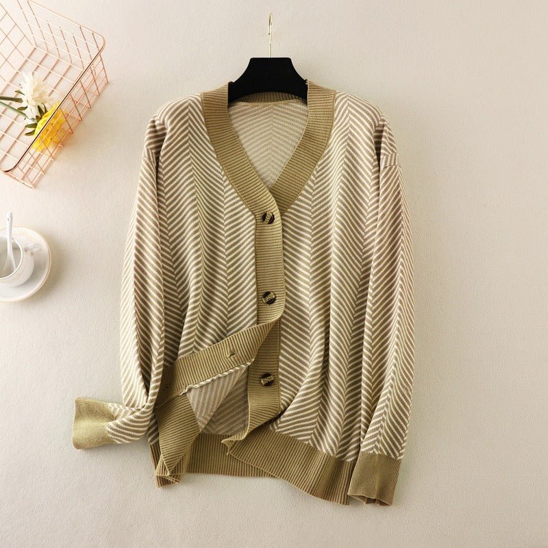 Striped Long Sleeve Knit Sweater - Kelly Obi New York