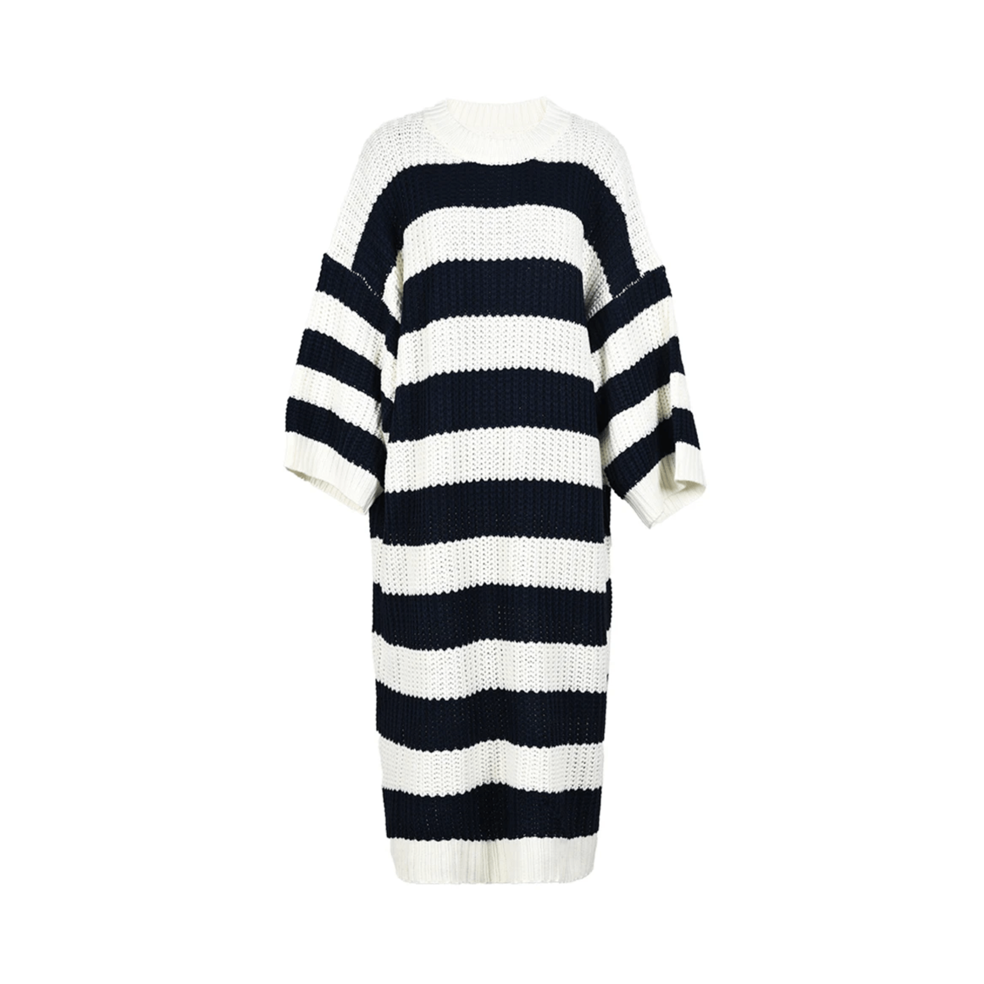 Striped Loose Knitted Dress Sweater - Kelly Obi New York