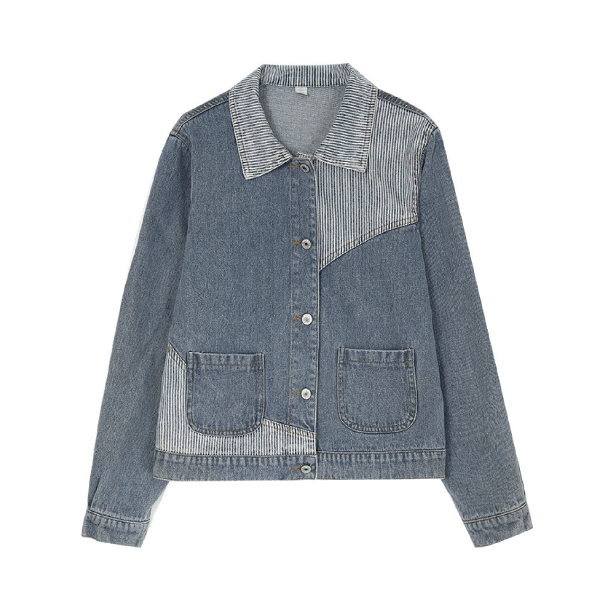 Striped Patchwork Denim Jacket - Kelly Obi New York