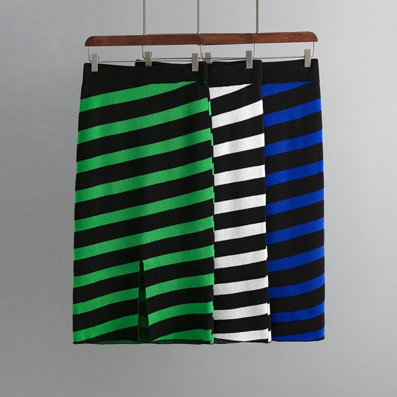 Striped Pencil Knit Skirt - Kelly Obi New York