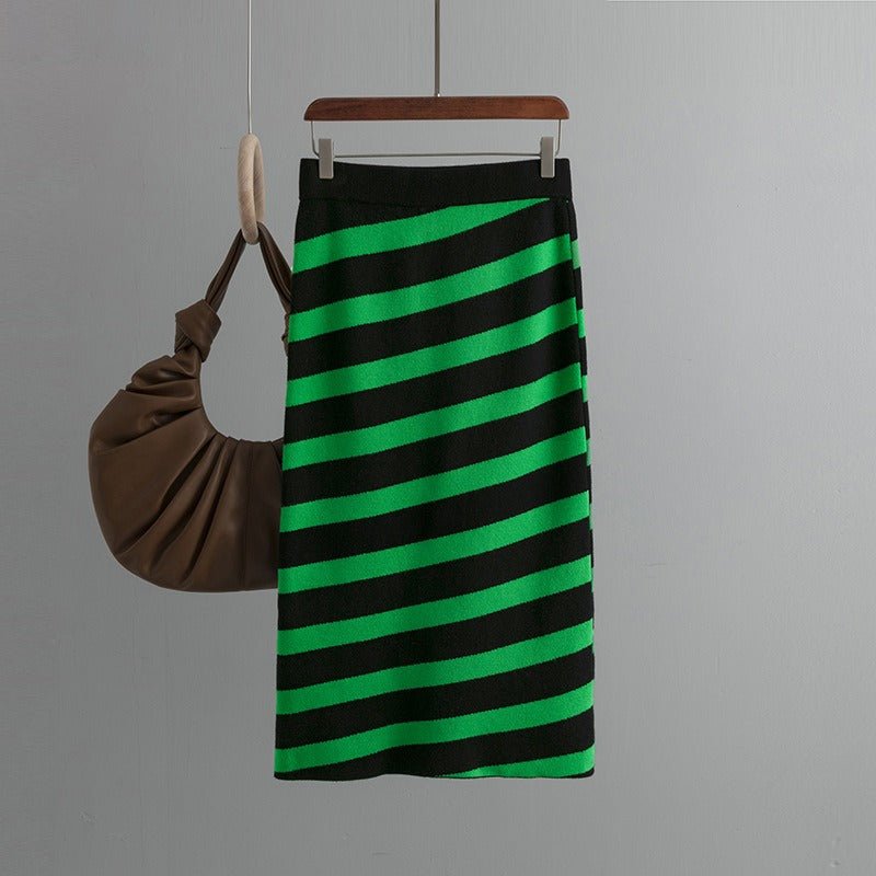 Striped Pencil Knit Skirt - Kelly Obi New York