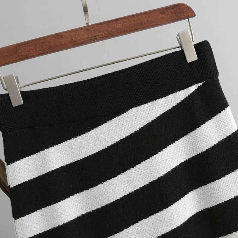 Striped Pencil Knit Skirt - Kelly Obi New York