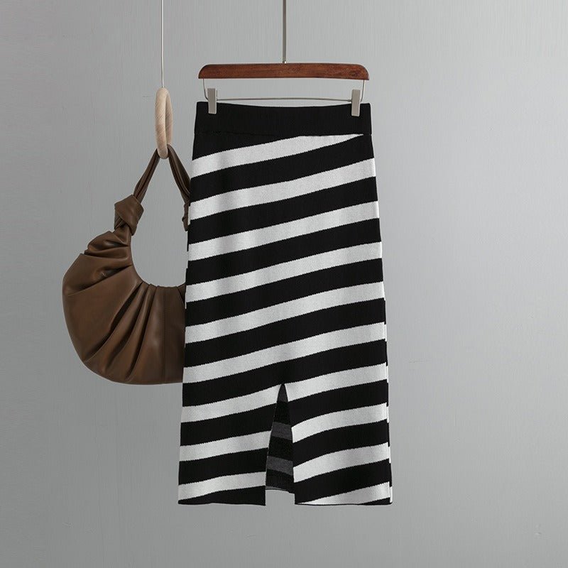 Striped Pencil Knit Skirt - Kelly Obi New York