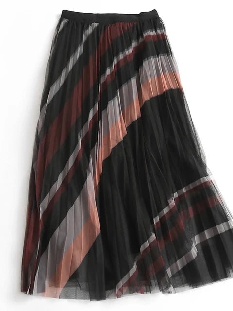 Striped Pleated Tulle Skirt - Kelly Obi New York