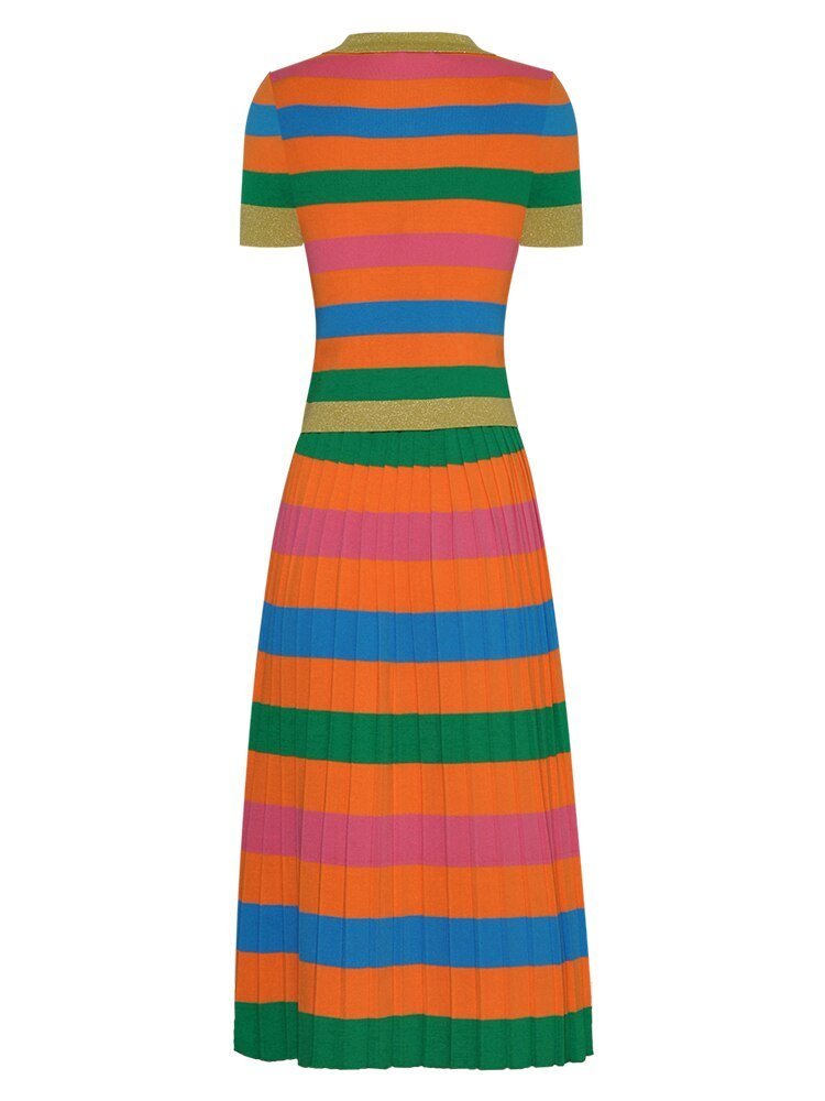 Striped Polo Shirt and Skirt Set - @nickistyleshercurves - Kelly Obi New York