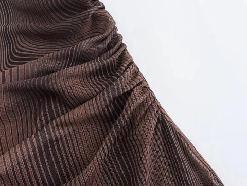 Striped Print Tulle Bodycon Dress - Kelly Obi New York