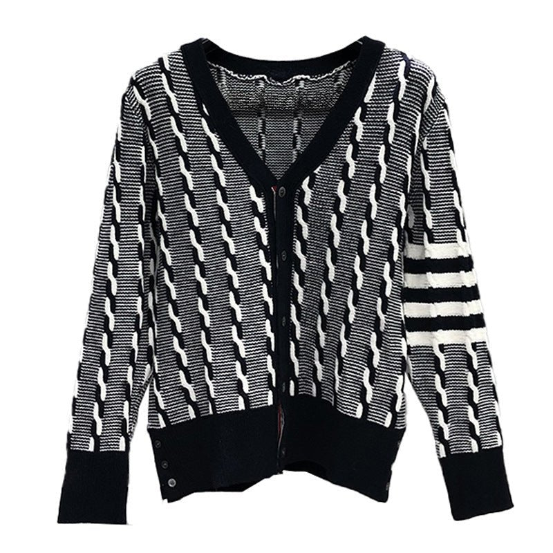 Striped Ropes Knit Cardigan - Kelly Obi New York