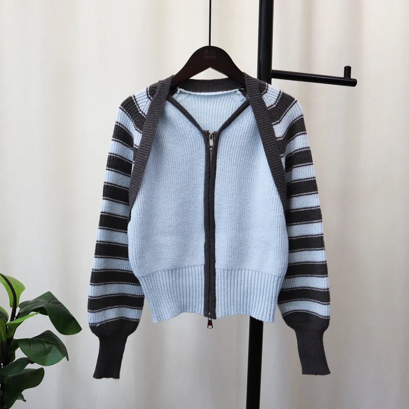 Striped Sleeves Knit Sweater - Kelly Obi New York