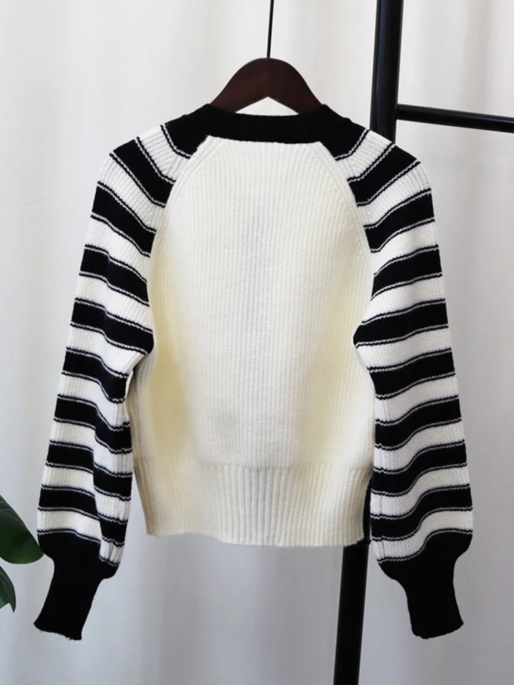 Striped Sleeves Knit Sweater - Kelly Obi New York