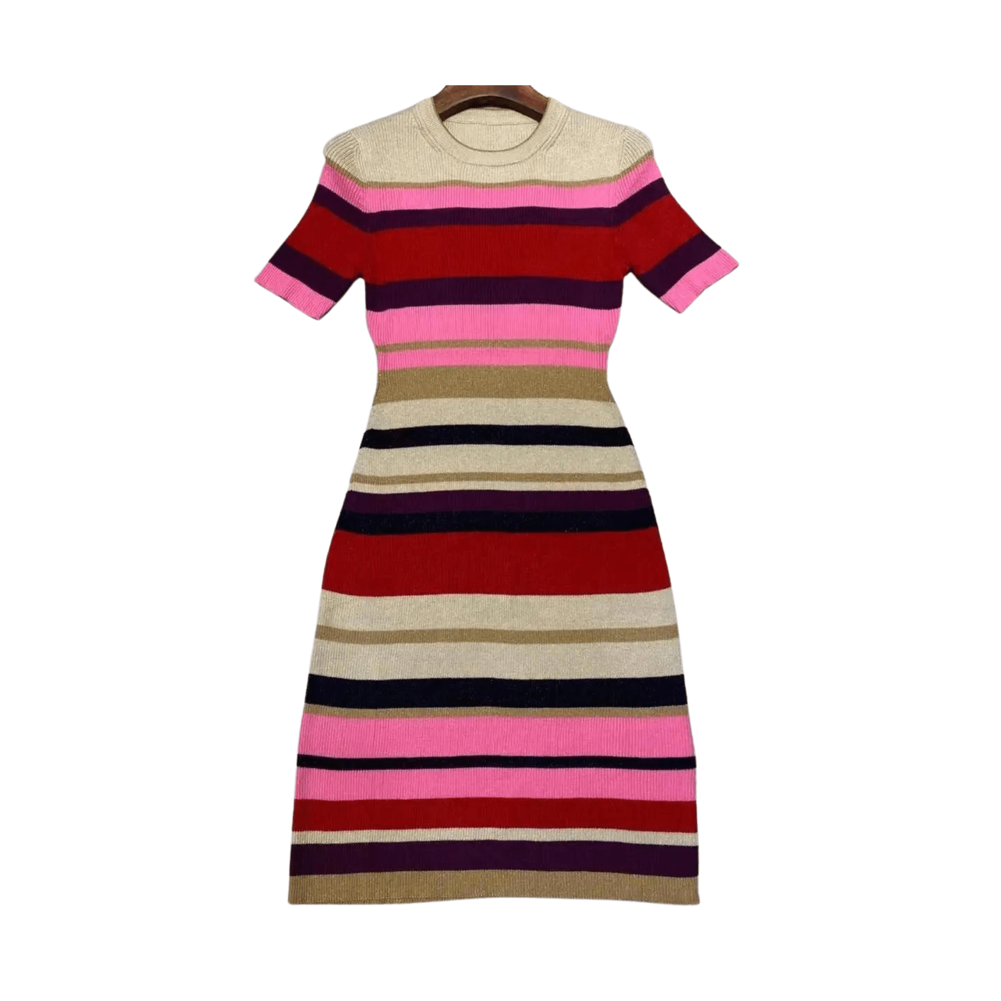 Striped Slim Fit Knit Dress - Kelly Obi New York