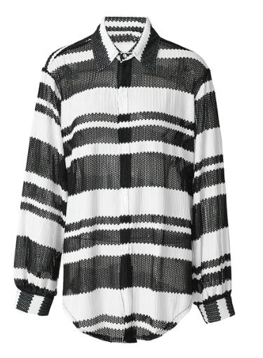 Striped Square Cuff Loose Shirt - Kelly Obi New York