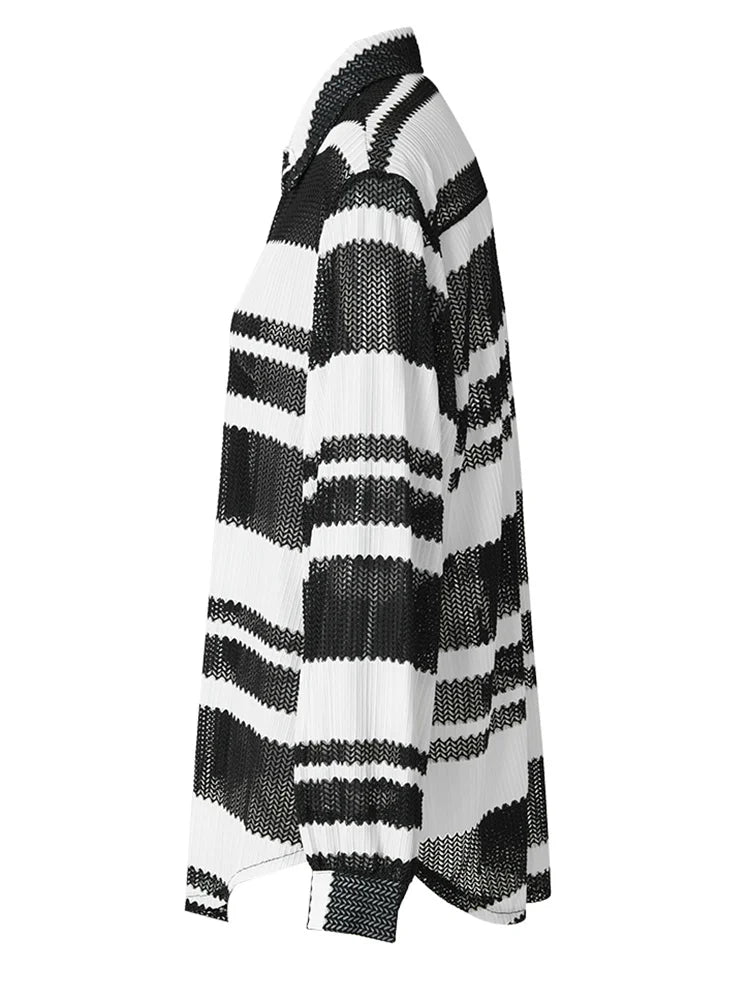 Striped Square Cuff Loose Shirt - Kelly Obi New York