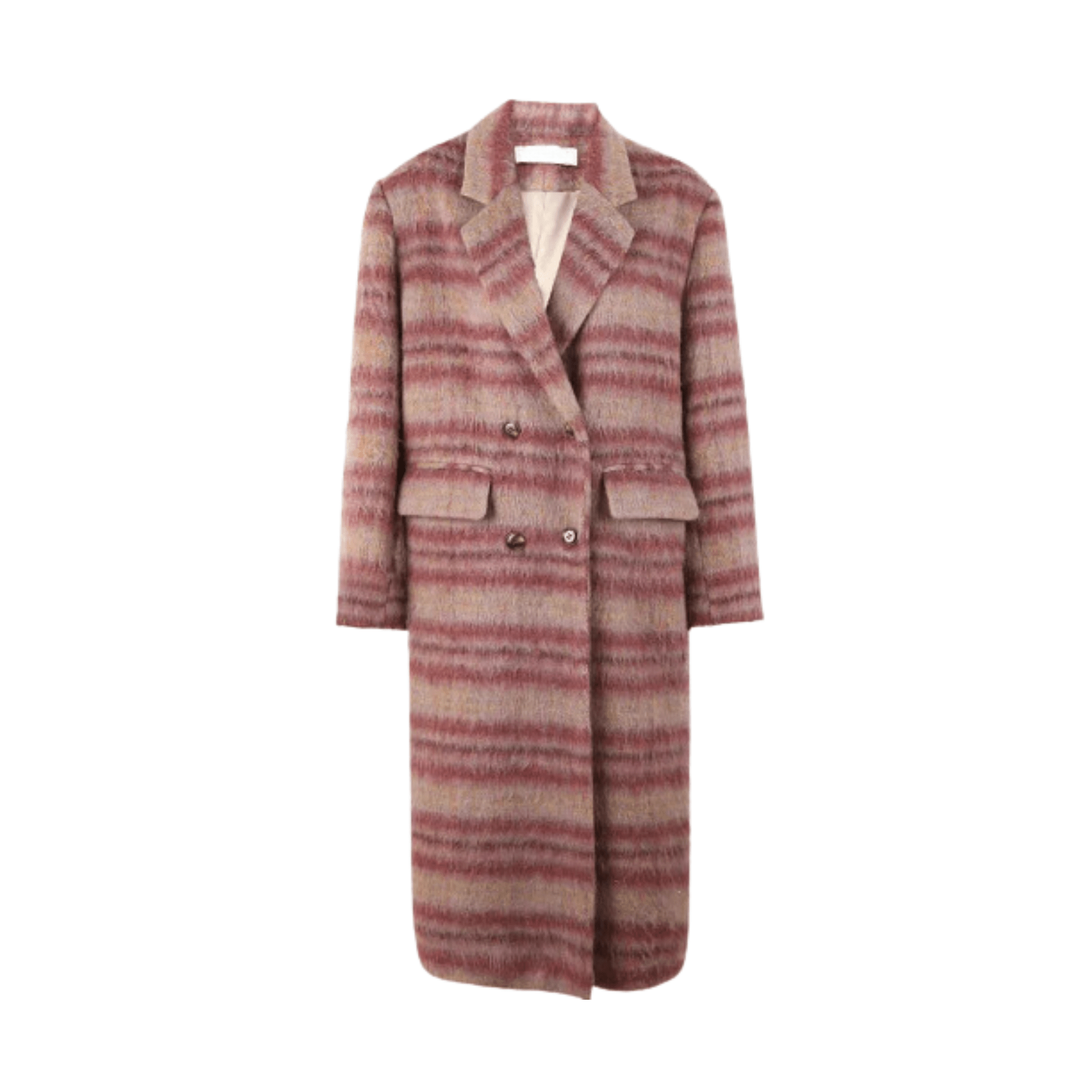 Striped Woolen Loose Fit Coat - Kelly Obi New York