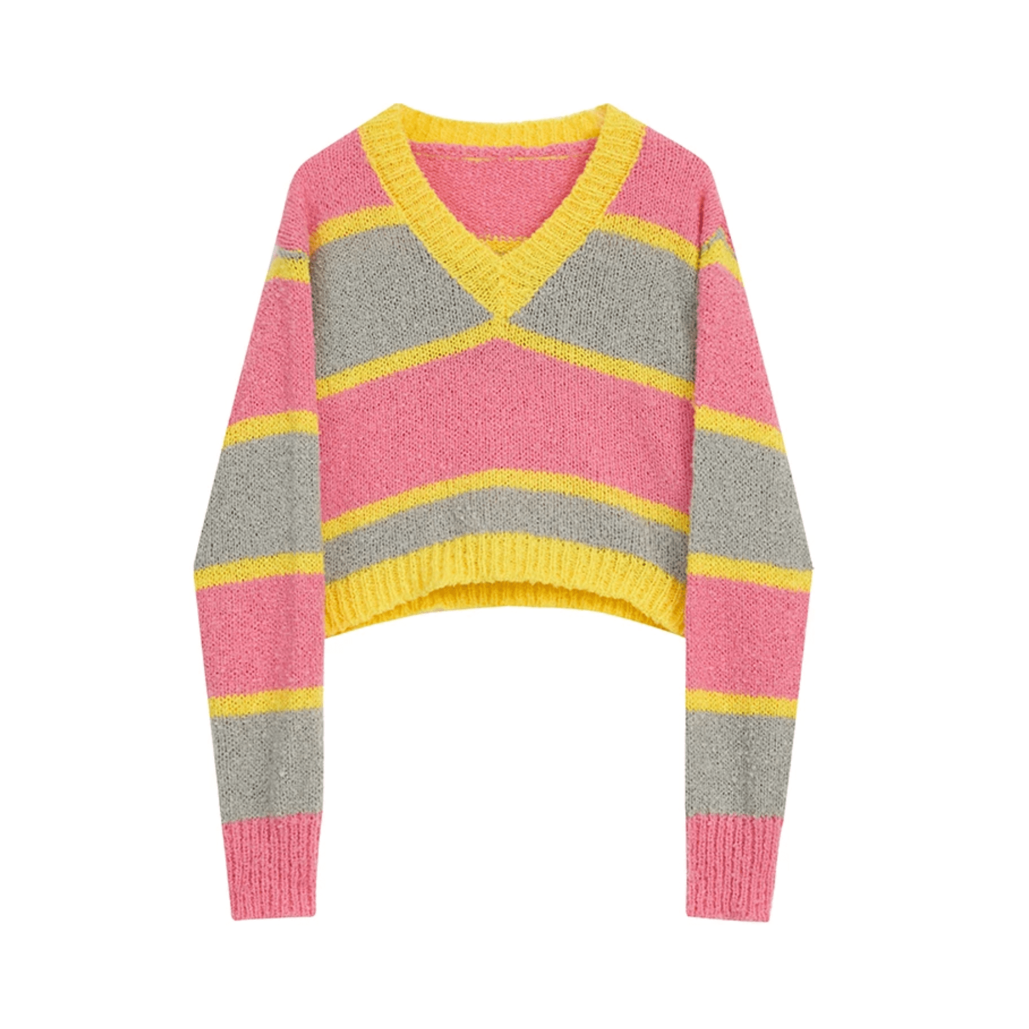 Stripes Cropped Knit Sweater - Kelly Obi New York