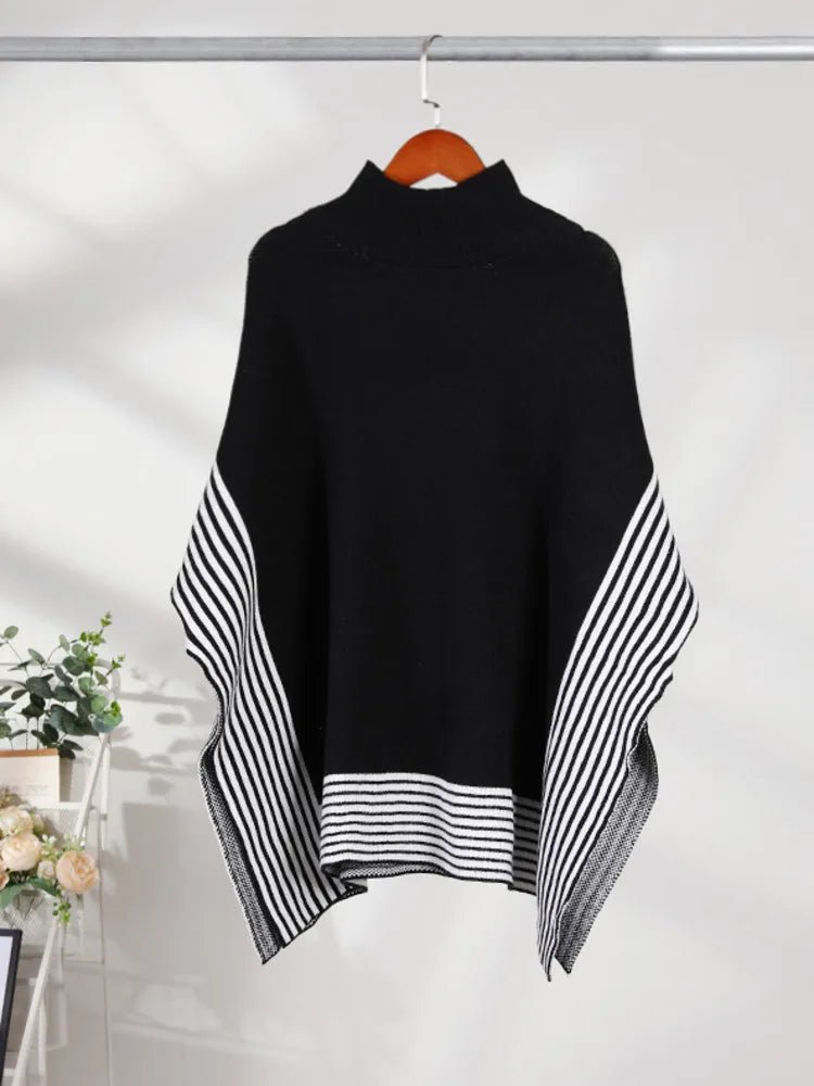 Stripes Mock Cape Knitted Top - Kelly Obi New York