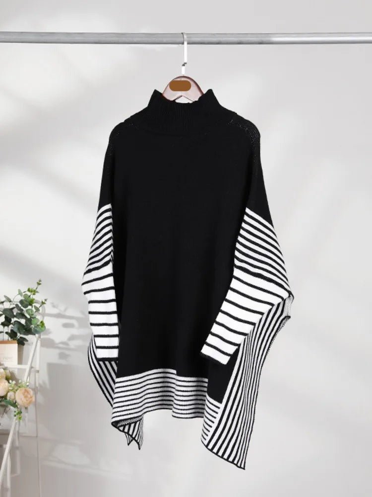 Stripes Mock Cape Knitted Top - Kelly Obi New York