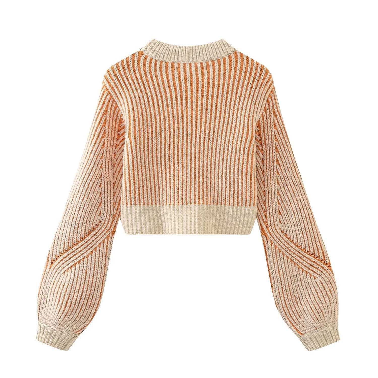 Stripes Round Neck Knitted Sweater - Kelly Obi New York