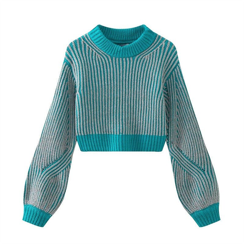 Stripes Round Neck Knitted Sweater - Kelly Obi New York