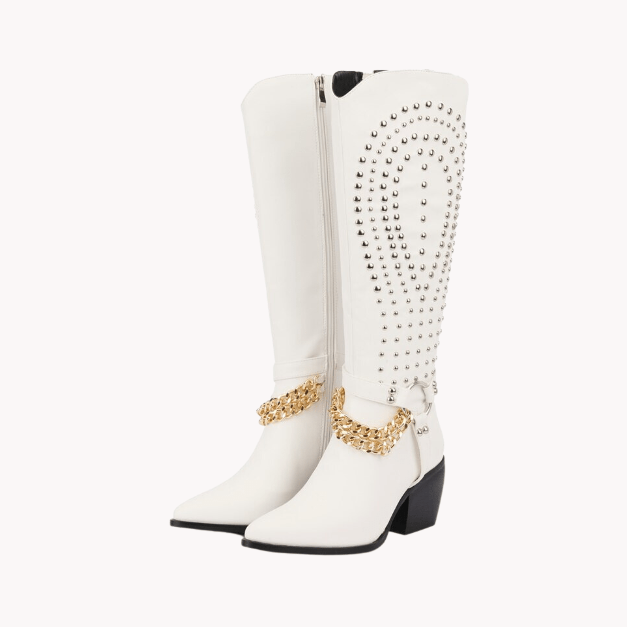 Studded Faux Leather Boots - Kelly Obi New York