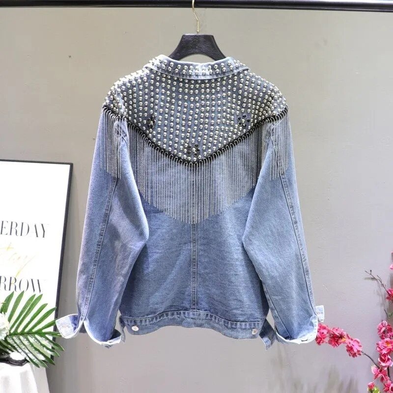 Tassel Bohemian Beading Denim Jacket - Kelly Obi New York