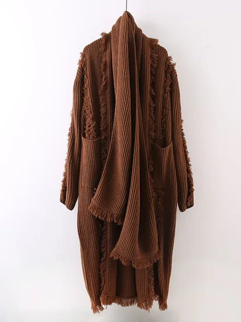 Tassel Burrs Knit Long Coat - Kelly Obi New York