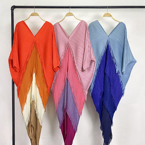 Tassel Colorblock Pleated Dress - Kelly Obi New York
