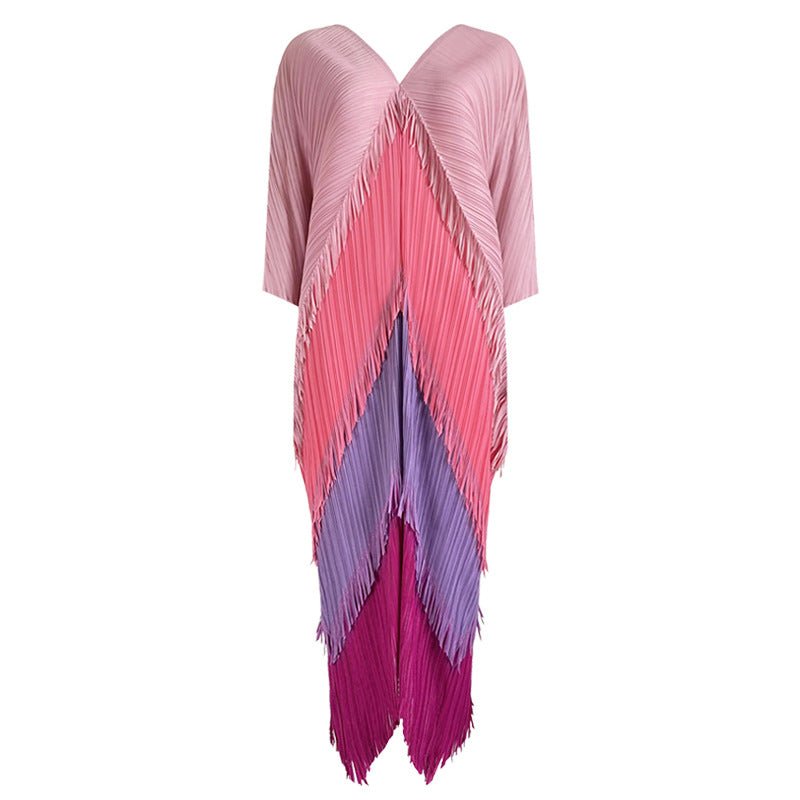 Tassel Colorblock Pleated Dress - Kelly Obi New York