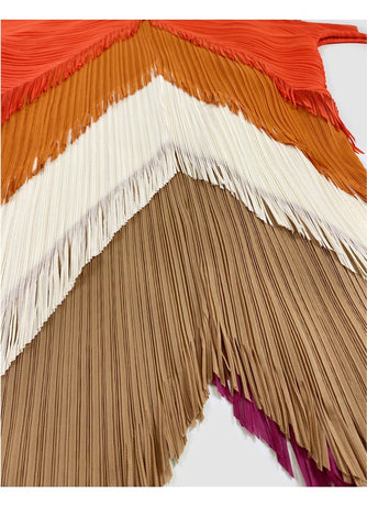 Tassel Colorblock Pleated Dress - Final Sale - Kelly Obi New York