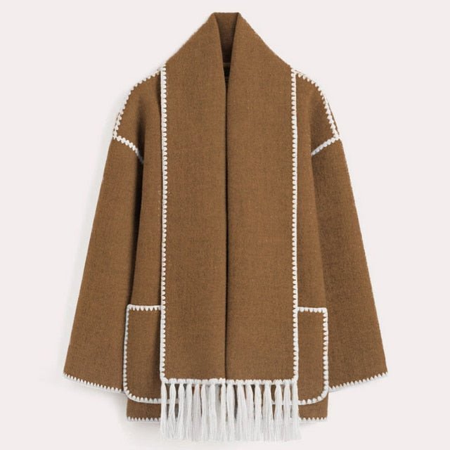 Tassel Scarf Collar Jacket - Final Sale - Kelly Obi New York