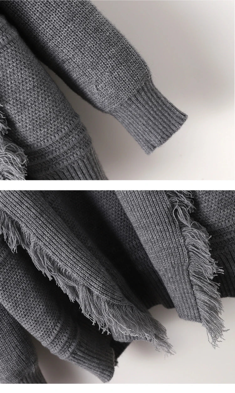Tasseled Lapel Knitted Cardigan - Kelly Obi New York