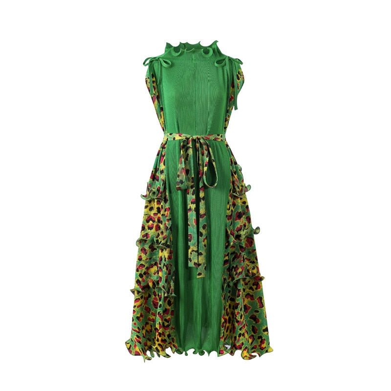 Tata Cheetah Pleated Dress - Kelly Obi New York