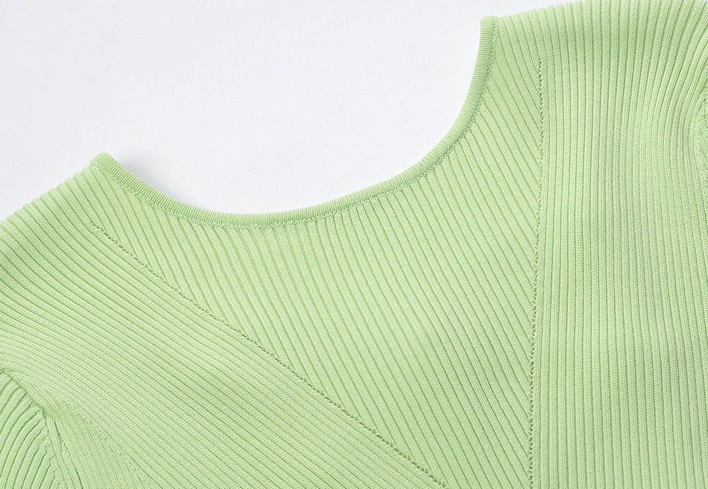 Tea Green Knitted Midi Dress - Kelly Obi New York