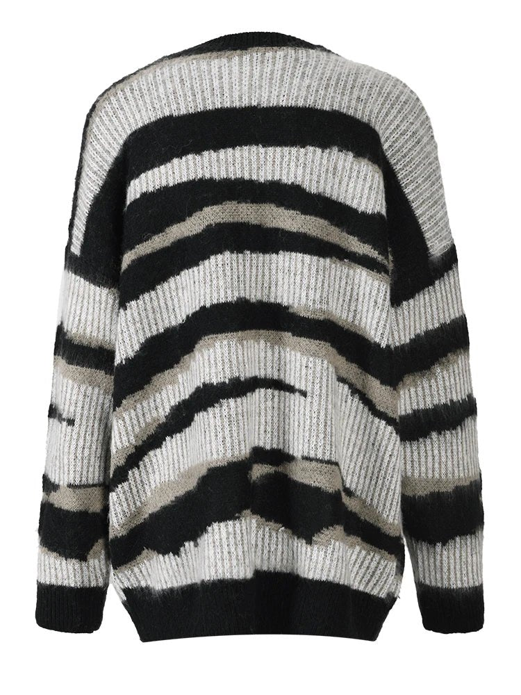 Teardrop Rhinestones Striped Knit Sweater - Kelly Obi New York