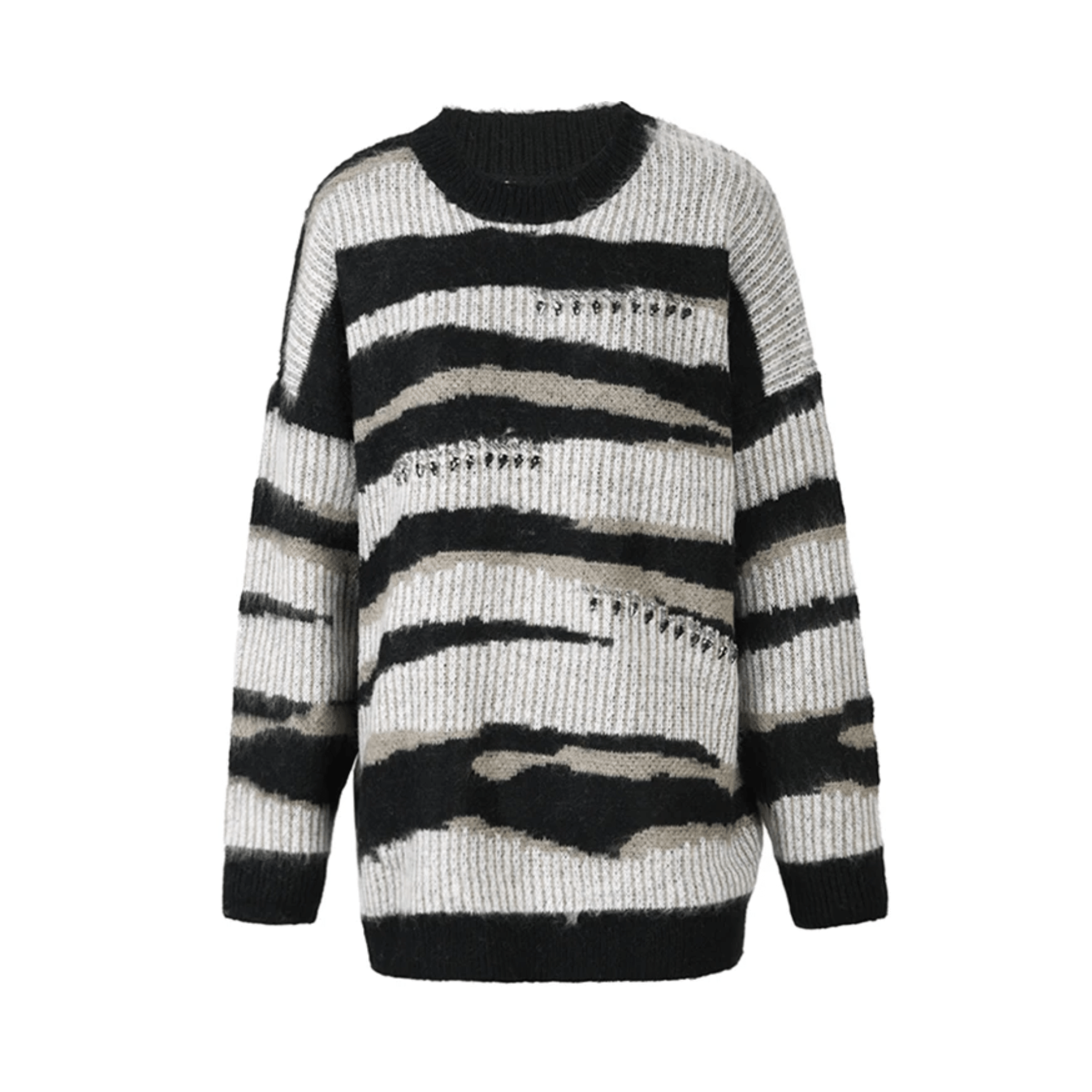 Teardrop Rhinestones Striped Knit Sweater - Kelly Obi New York