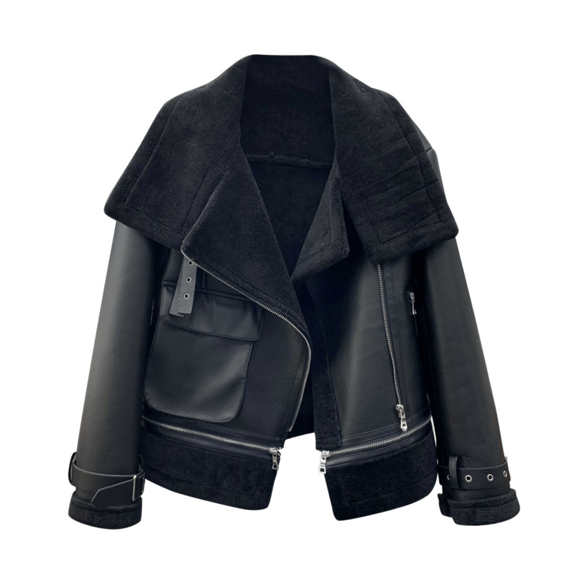Thin Fur Strapped Cuffs Short Coat - Kelly Obi New York