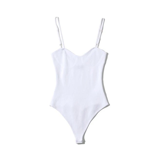 Thin Strap Knitted Stretch Bodysuit - Kelly Obi New York