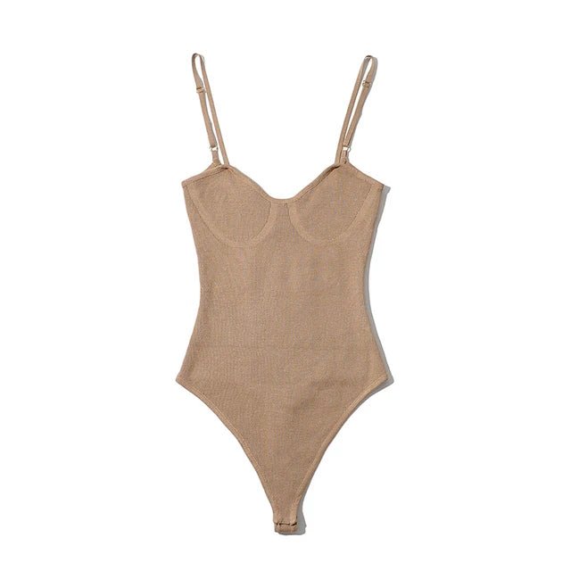 Thin Strap Knitted Stretch Bodysuit - Kelly Obi New York