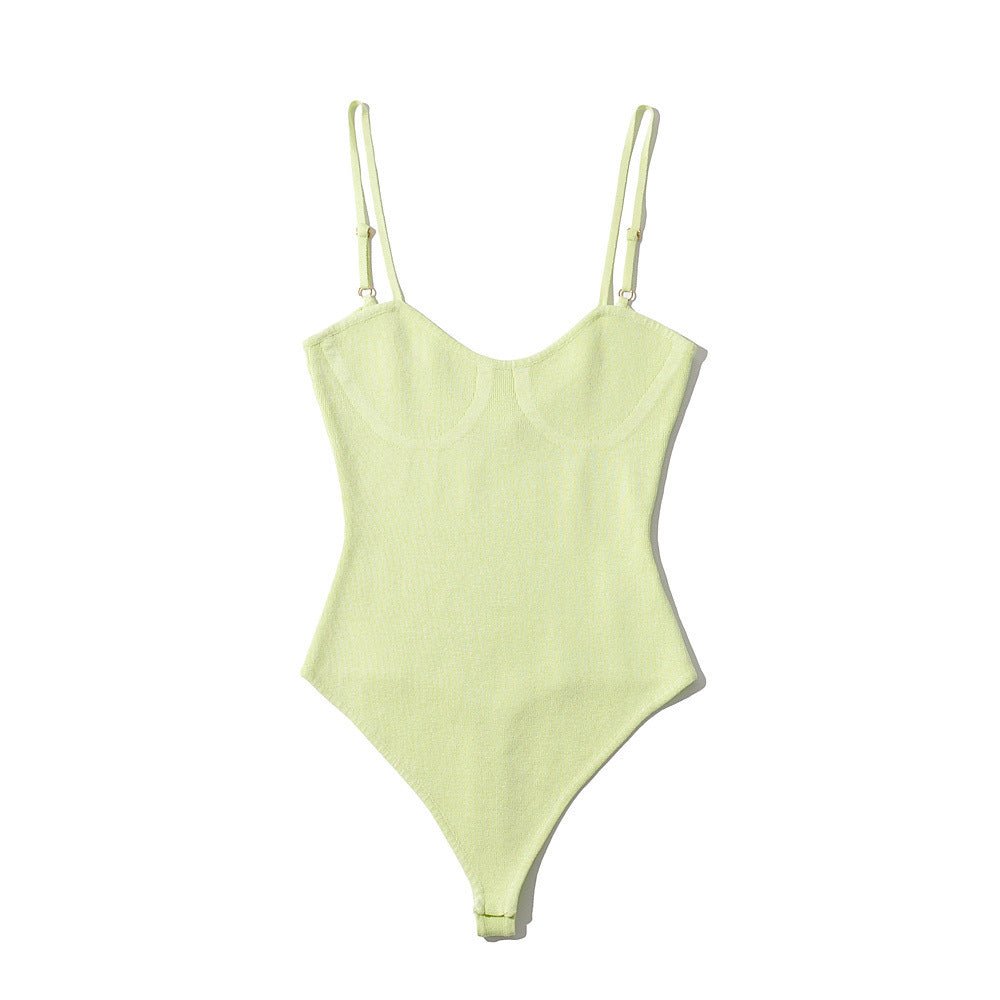 Thin Strap Knitted Stretch Bodysuit - Kelly Obi New York