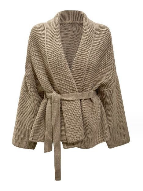 Tie Waist Knitted Loose Cardigan - Kelly Obi New York