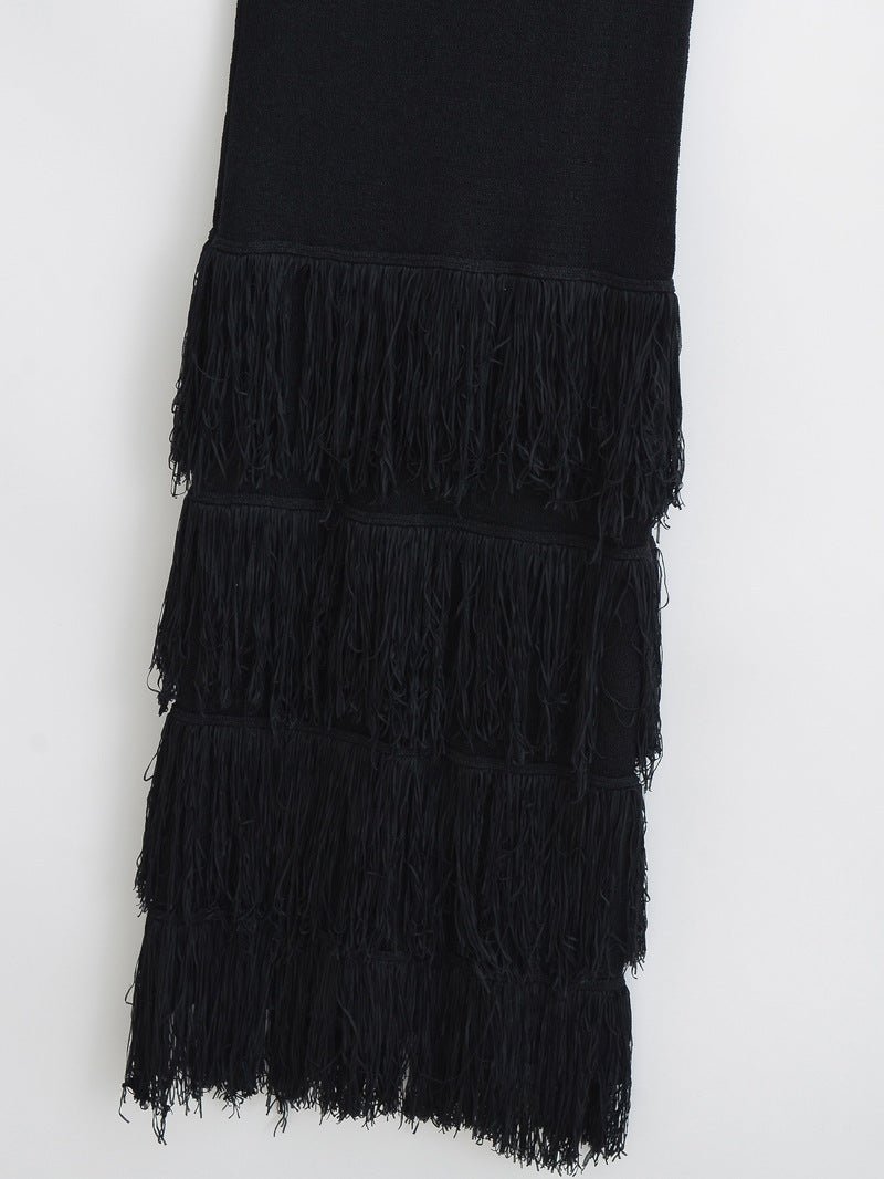 Tiered Tassel Knit Dress - Kelly Obi New York