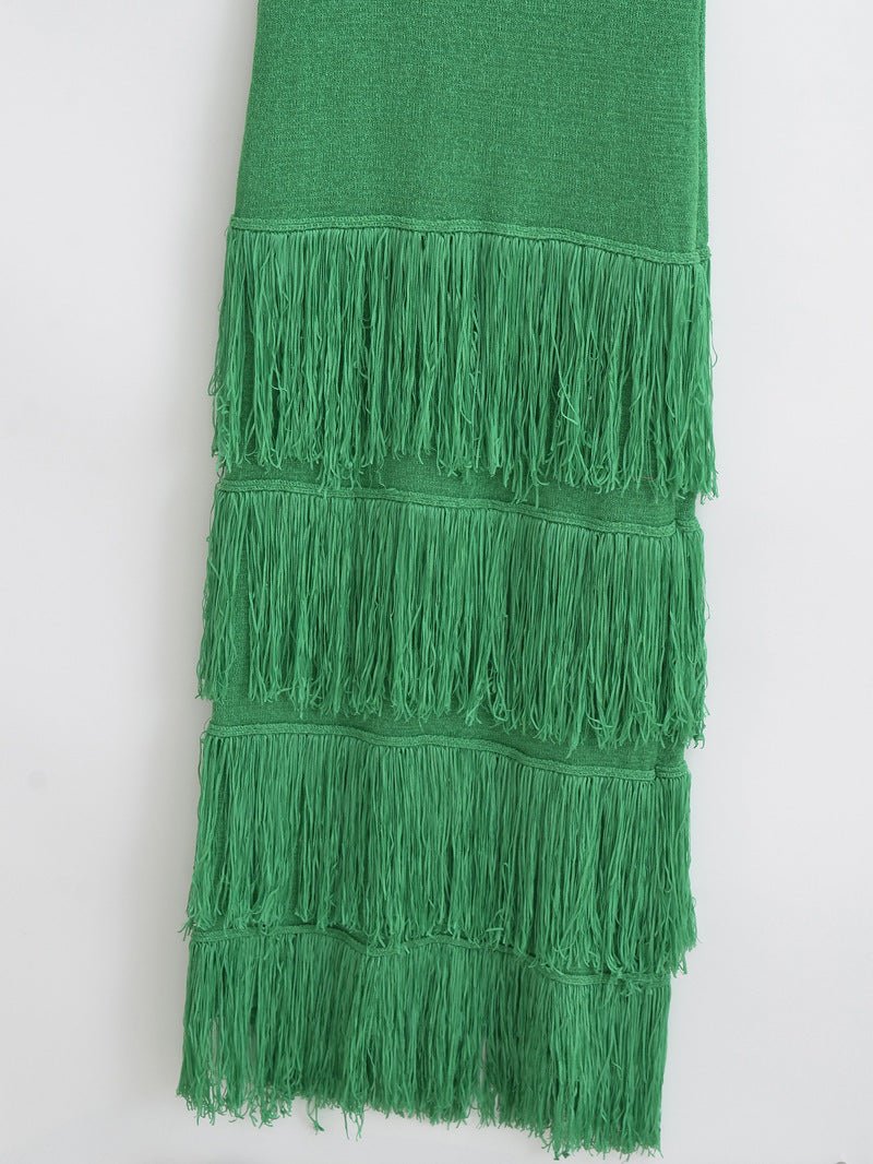 Tiered Tassel Knit Dress - Kelly Obi New York