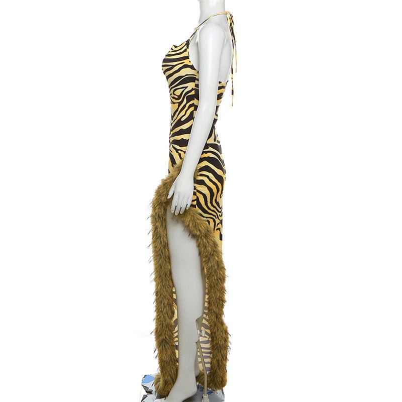 Tiger Stripes Halter Bodycon Dress - Kelly Obi New York