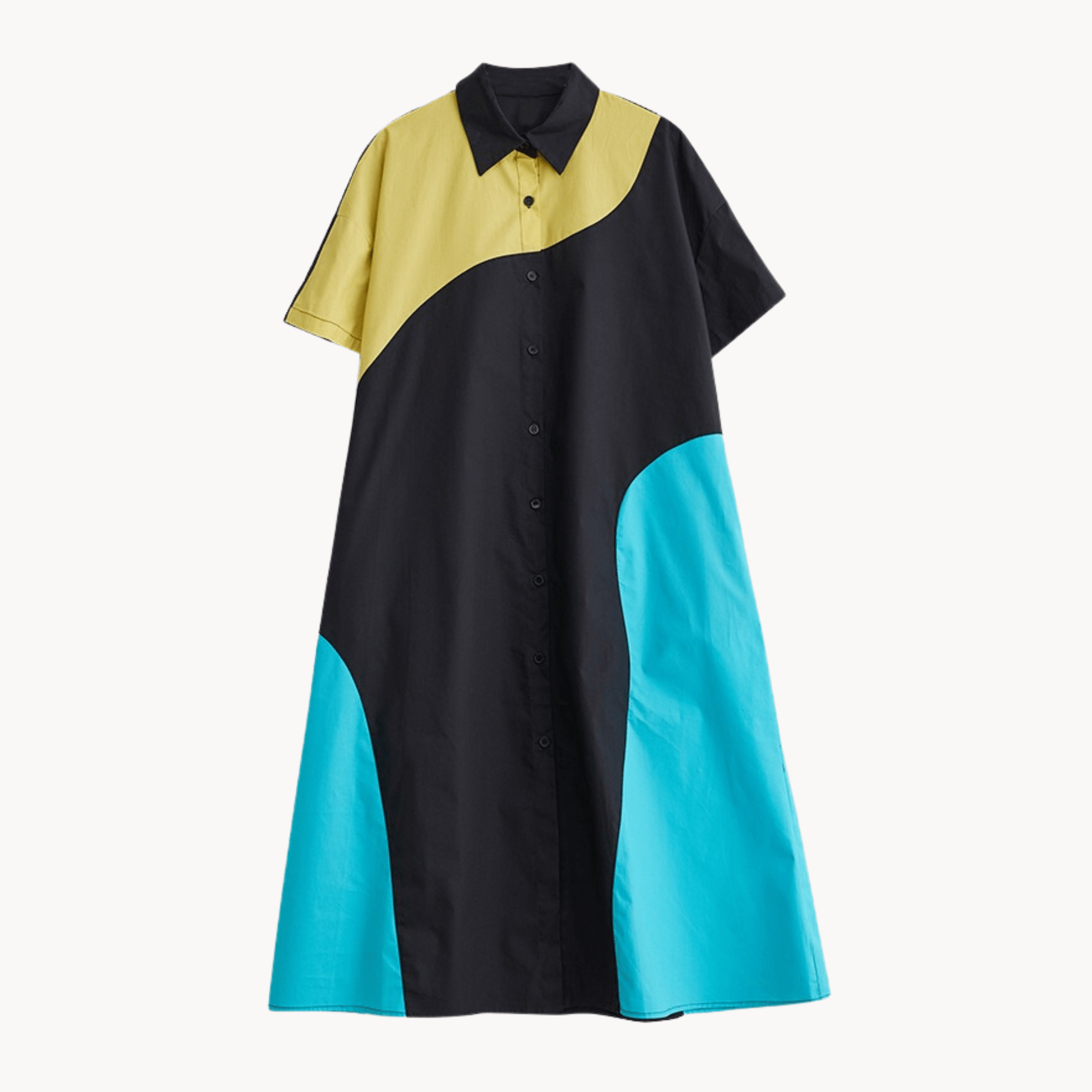 Tri-Color Polo Shirt Dress - Kelly Obi New York