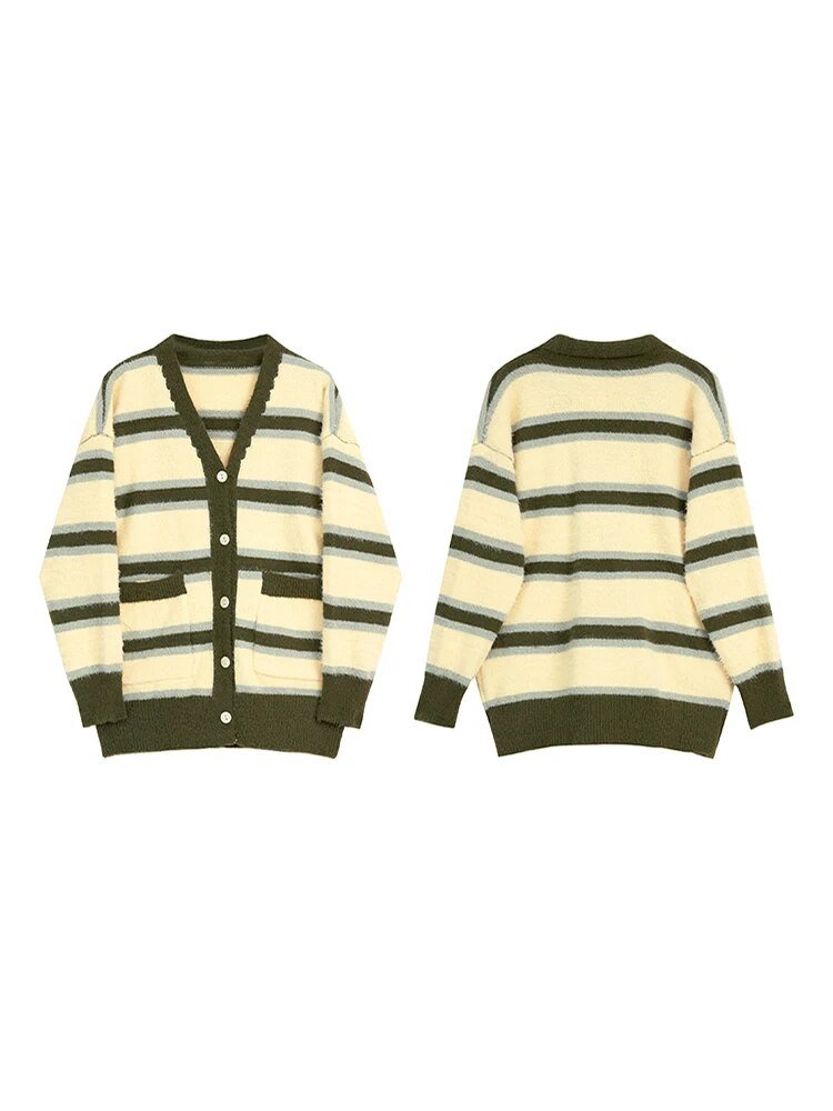 Tri-Color Striped Oversized Knit Sweater - Kelly Obi New York